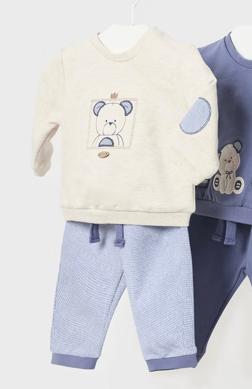 Mayoral two piece baby blue bear set
