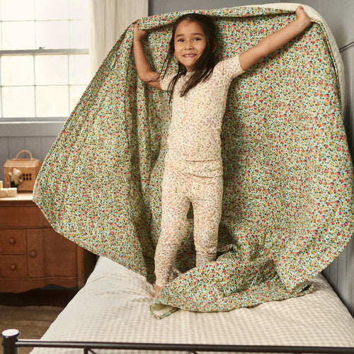 4-Piece Girls Floral Garden Viscose Snug Fit Pajama Set