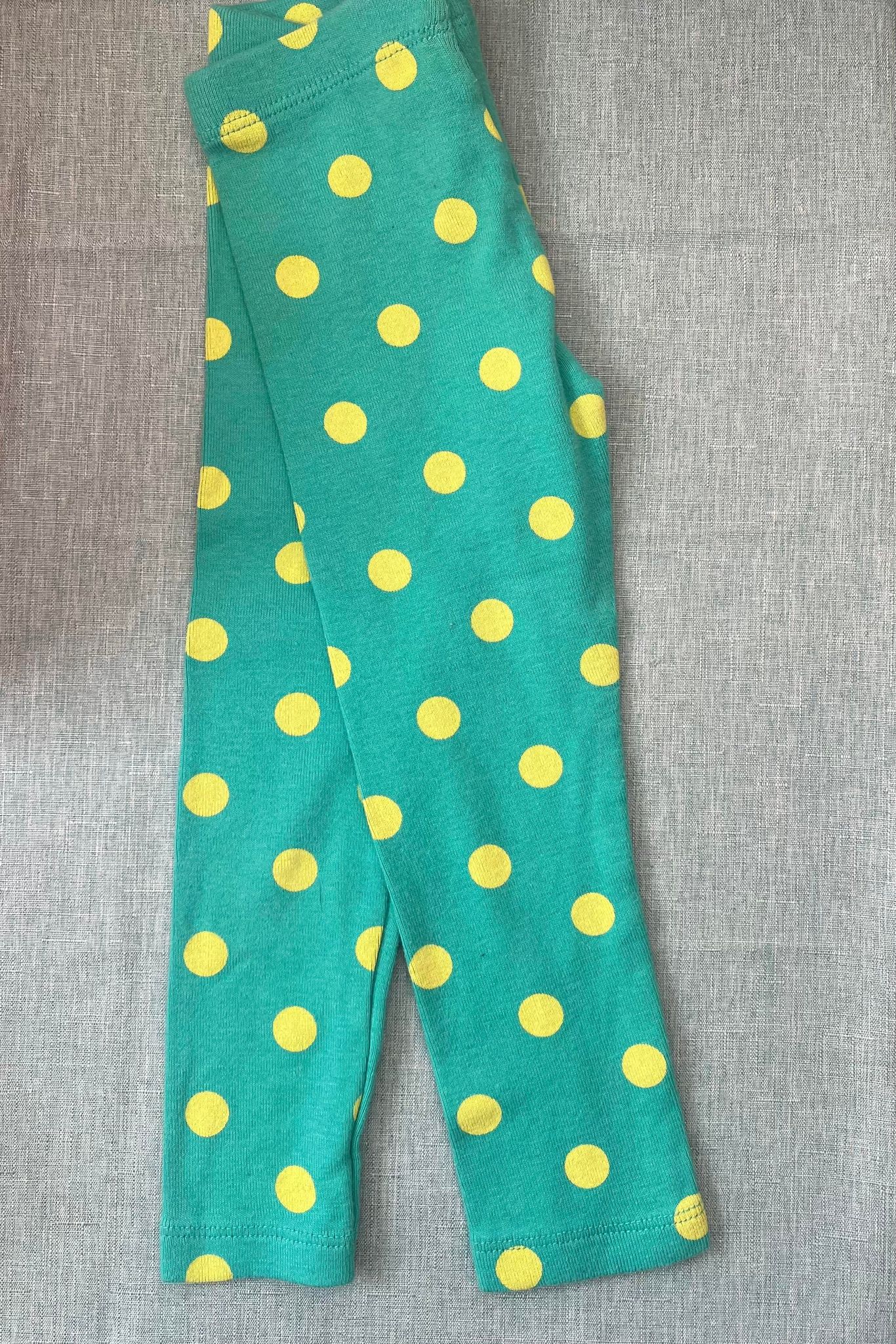 Yellow and green polka dot leggings