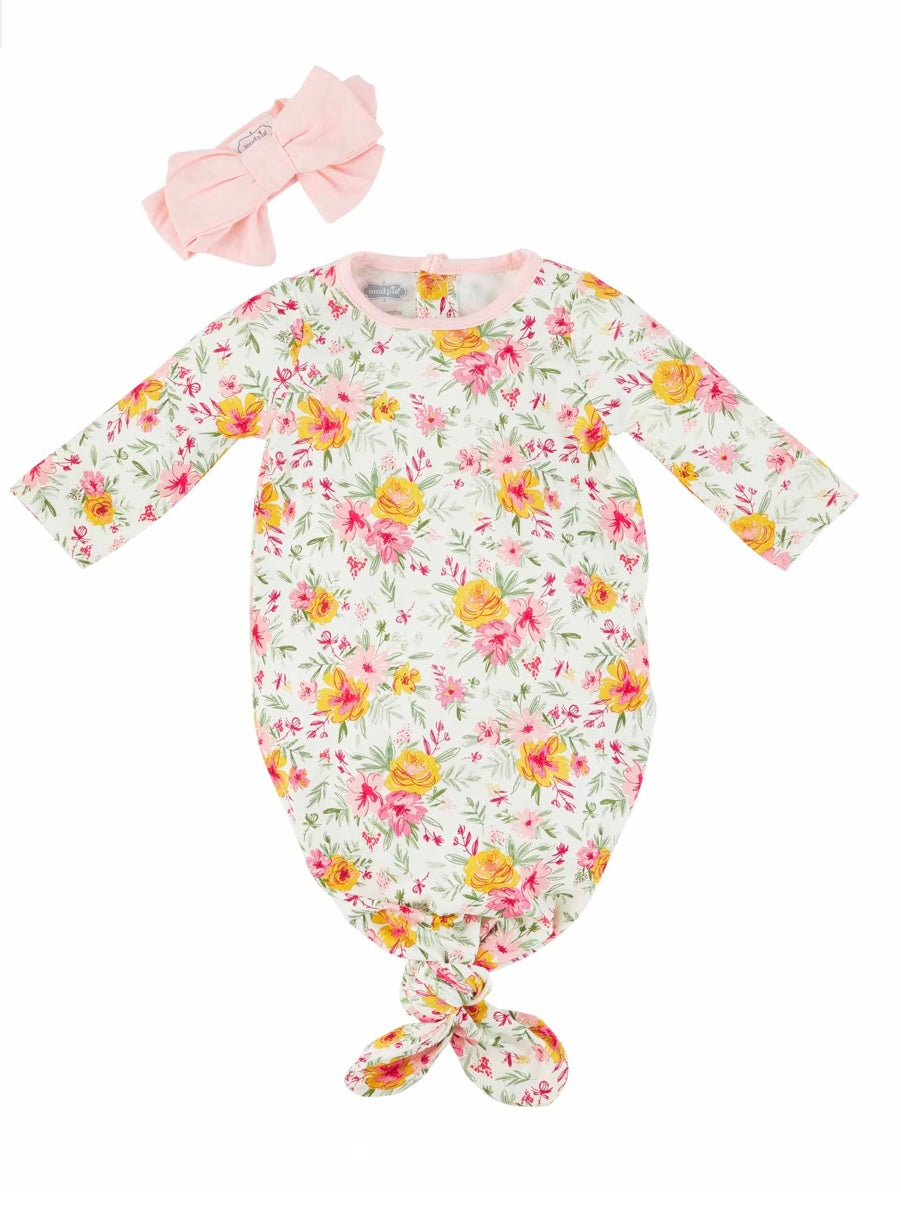Mud Pie fall floral baby gown